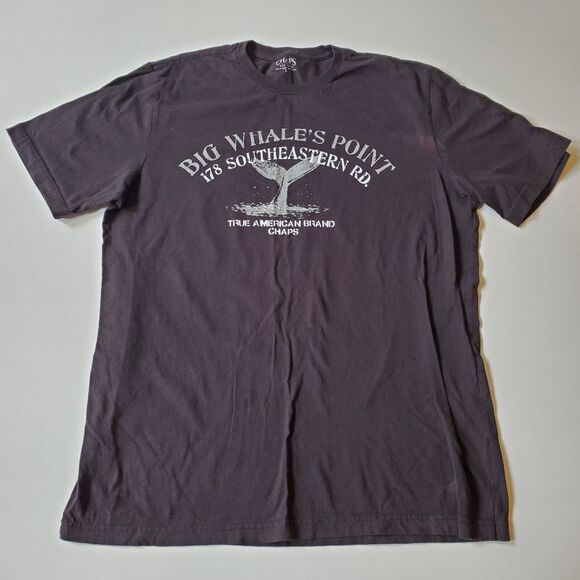 L CHAPS RALPH LAUREN Whale's Point TSHIRT TEE gray black whale large - Picture 1 of 6